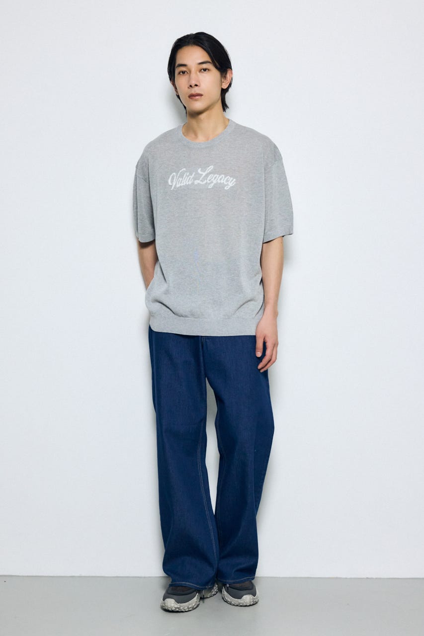 フロントロゴ半袖サマーニット T.GRY M