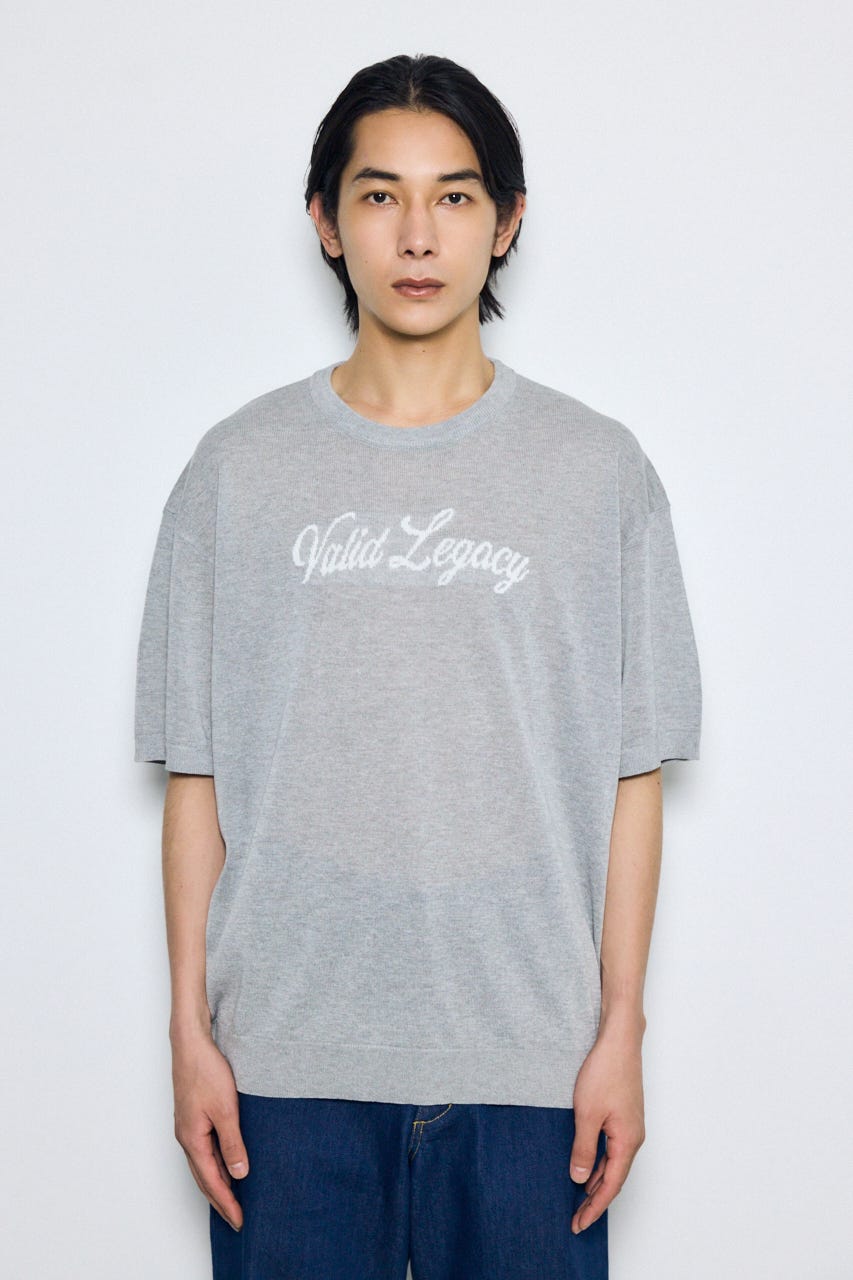 フロントロゴ半袖サマーニット T.GRY M
