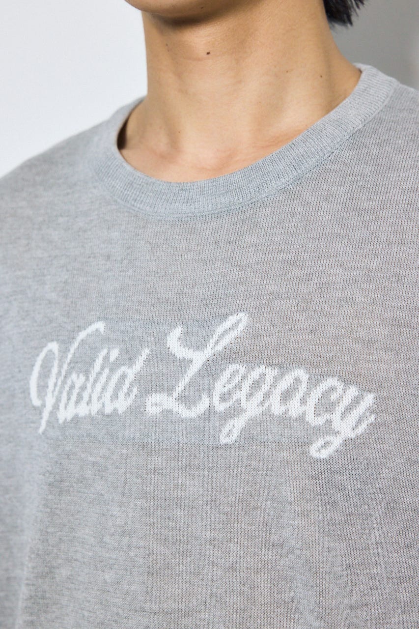 フロントロゴ半袖サマーニット T.GRY M