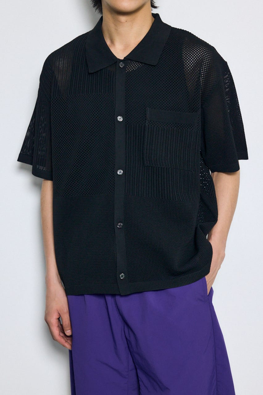 AZUL BY MOUSSY | 編地切替ニットシャツ (シャツ・ブラウス ) |SHEL