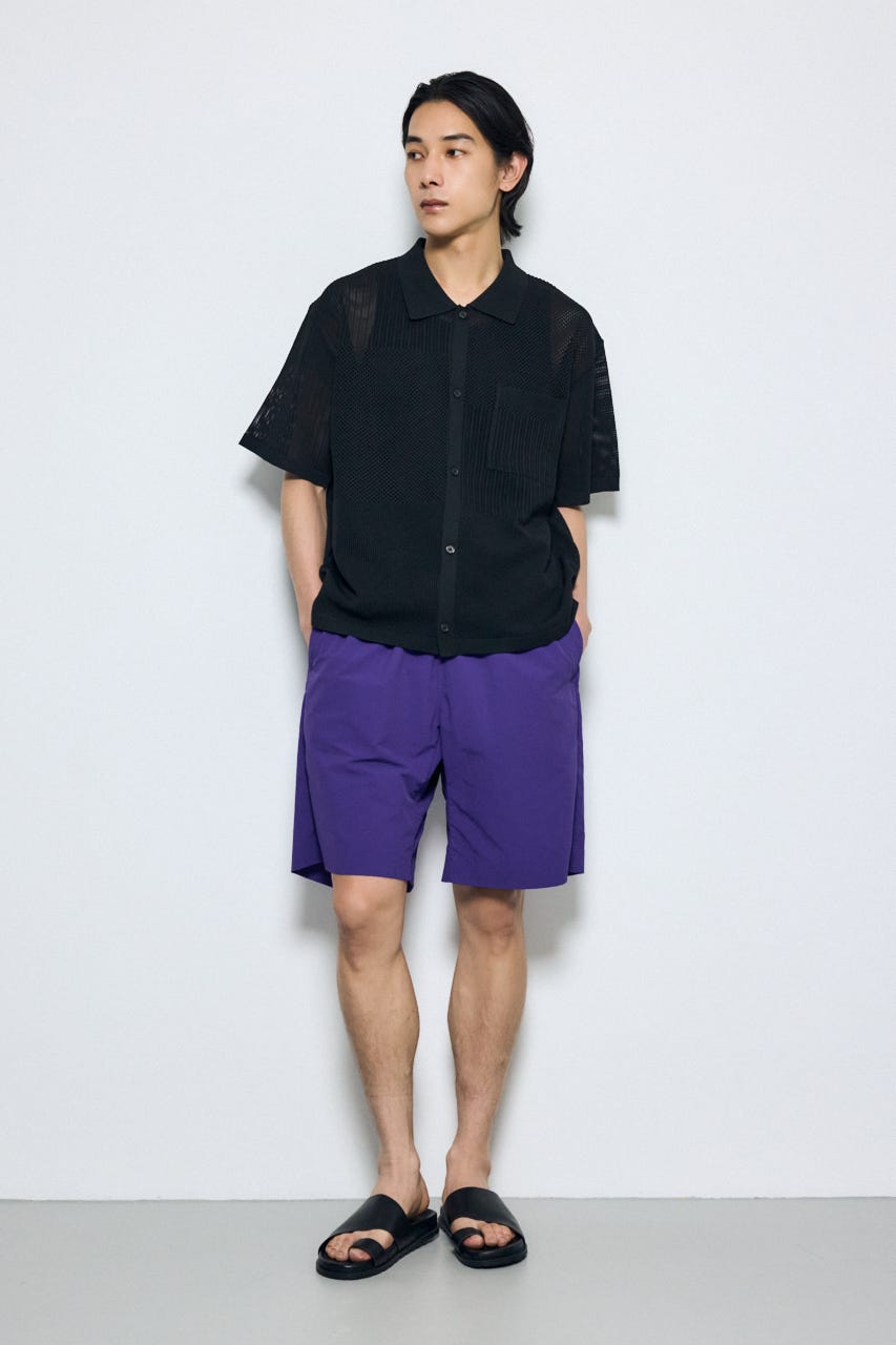 編地切替ニットシャツ BLK M