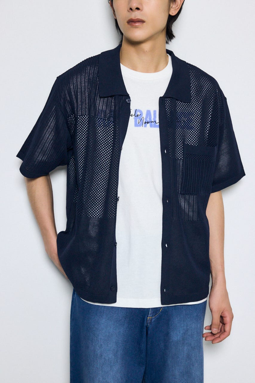 【1ぺア】パルナシウス・アポロ（中国/新疆省） AZUL BY MOUSSY | 編地切替ニットシャツ (シャツ・ブラウス ) |SHEL