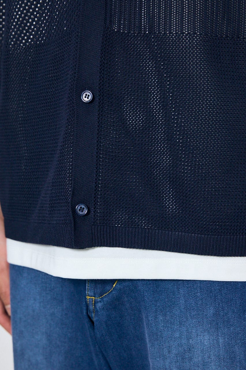 AZUL BY MOUSSY | 編地切替ニットシャツ (シャツ・ブラウス ) |SHEL