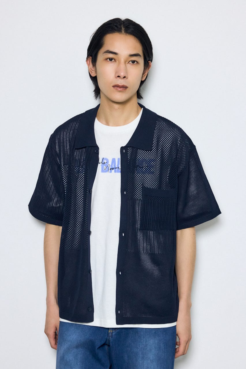 AZUL BY MOUSSY | 編地切替ニットシャツ (シャツ・ブラウス ) |SHEL