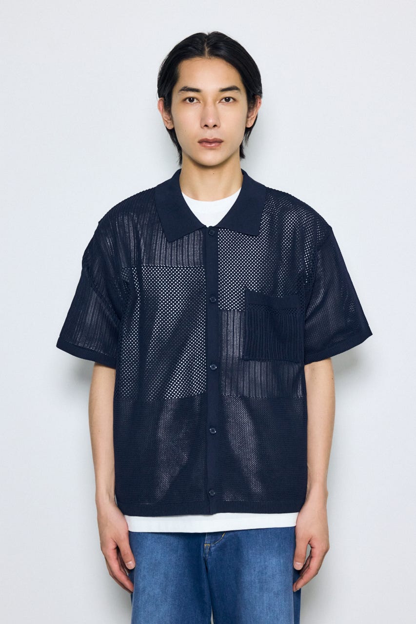 AZUL BY MOUSSY | 編地切替ニットシャツ (シャツ・ブラウス ) |SHEL
