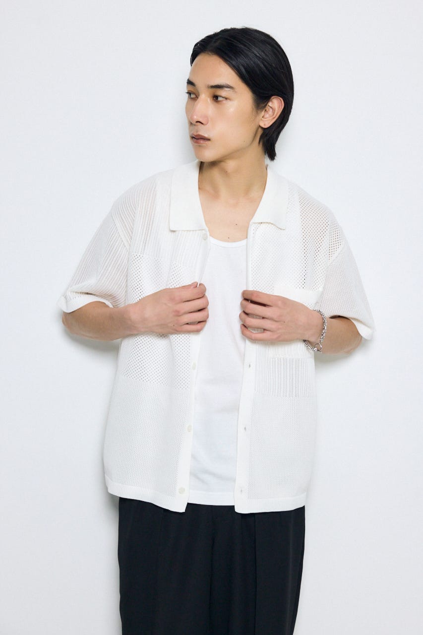 AZUL BY MOUSSY | 編地切替ニットシャツ (シャツ・ブラウス ) |SHEL