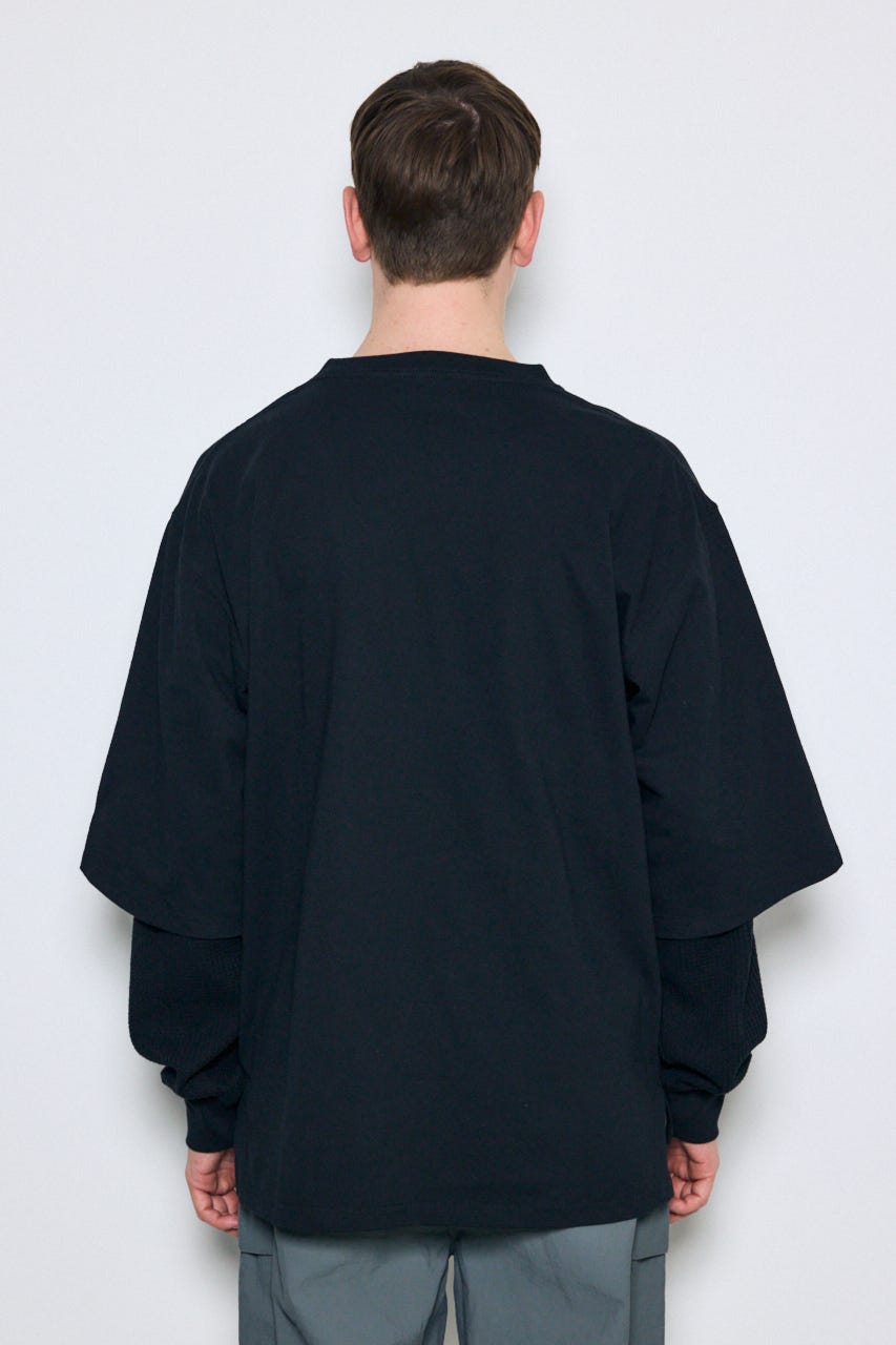 【SS先行アイテム】ワッフルレイヤードロンTEE BLK M
