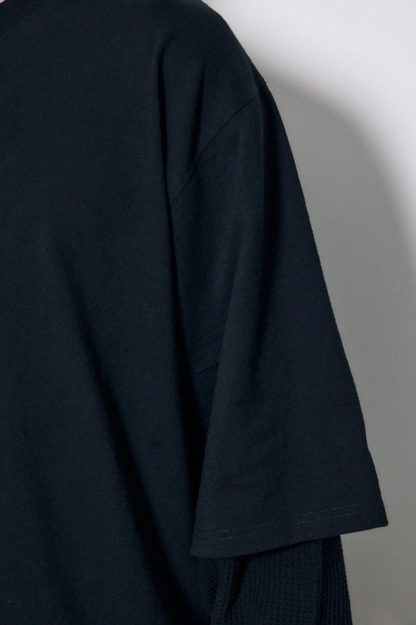 【SS先行アイテム】ワッフルレイヤードロンTEE BLK M