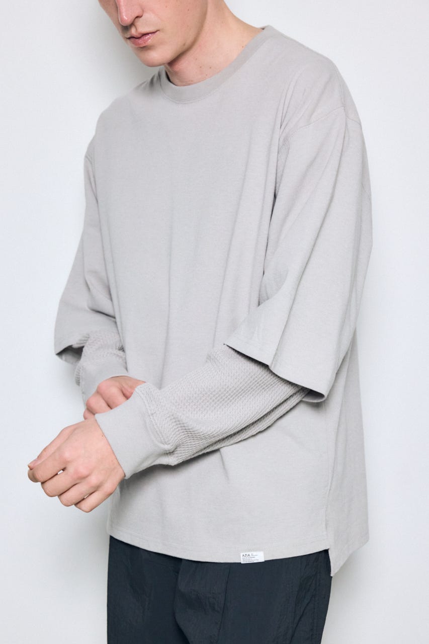 【SS先行アイテム】ワッフルレイヤードロンTEE L/GRY L