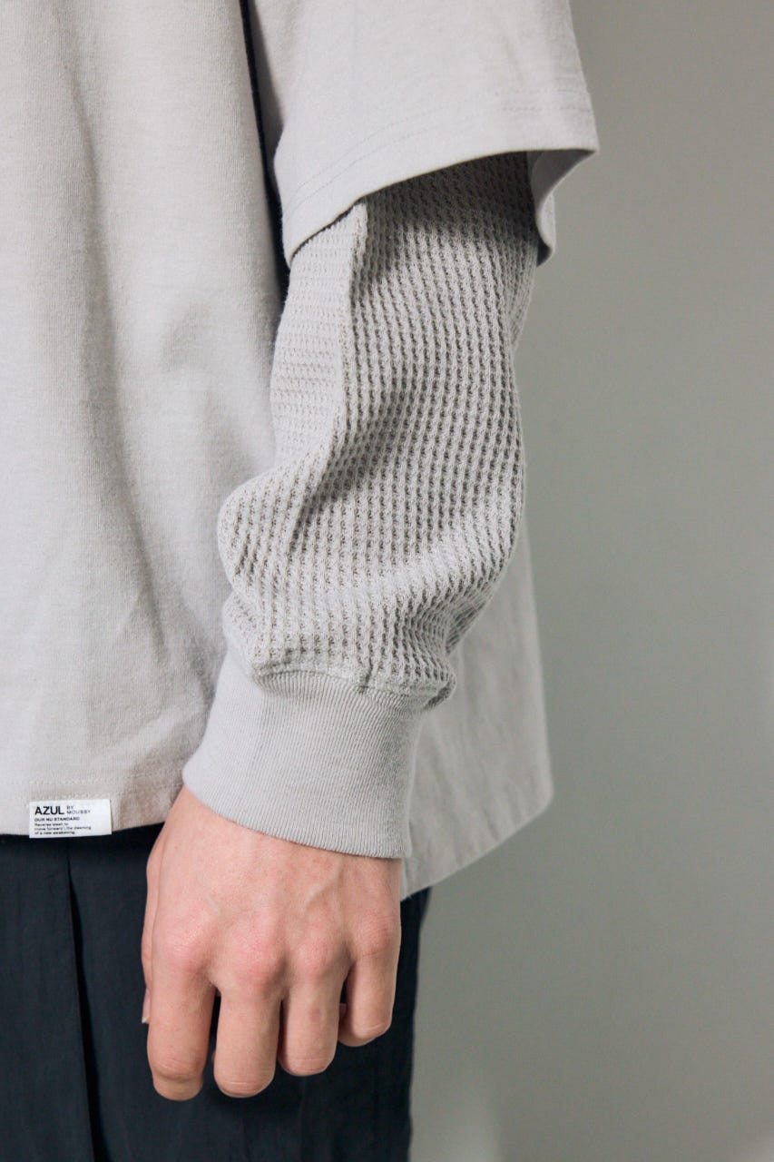 【SS先行アイテム】ワッフルレイヤードロンTEE L/GRY L