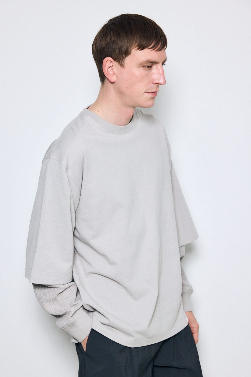 【SS先行アイテム】ワッフルレイヤードロンTEE L/GRY L