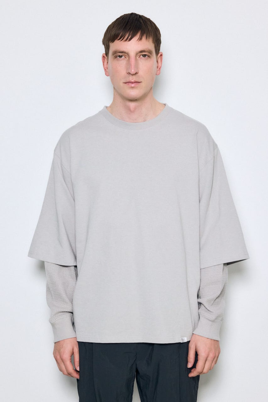 【SS先行アイテム】ワッフルレイヤードロンTEE L/GRY L