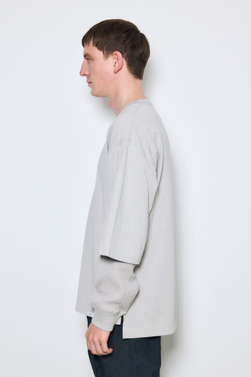 【SS先行アイテム】ワッフルレイヤードロンTEE L/GRY L