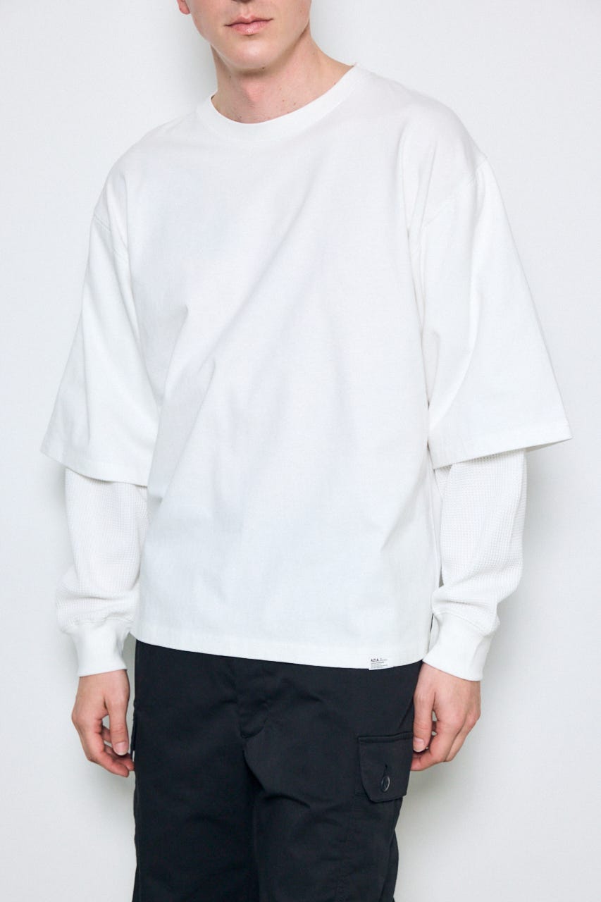 【SS先行アイテム】ワッフルレイヤードロンTEE O/WHT M