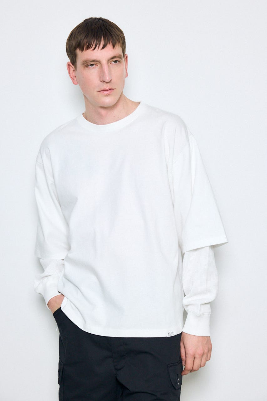 【SS先行アイテム】ワッフルレイヤードロンTEE O/WHT M