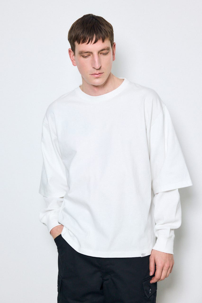 【SS先行アイテム】ワッフルレイヤードロンTEE O/WHT M