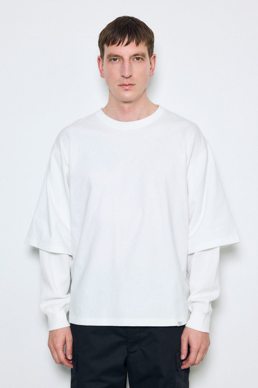 【SS先行アイテム】ワッフルレイヤードロンTEE O/WHT M