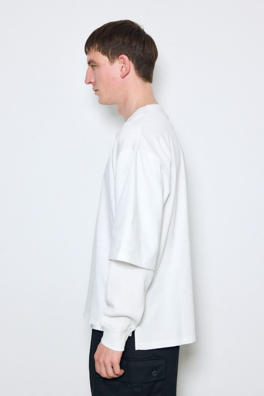 【SS先行アイテム】ワッフルレイヤードロンTEE O/WHT M
