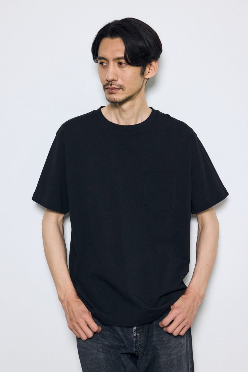 引き揃え天竺ポケットTシャツ BLK L