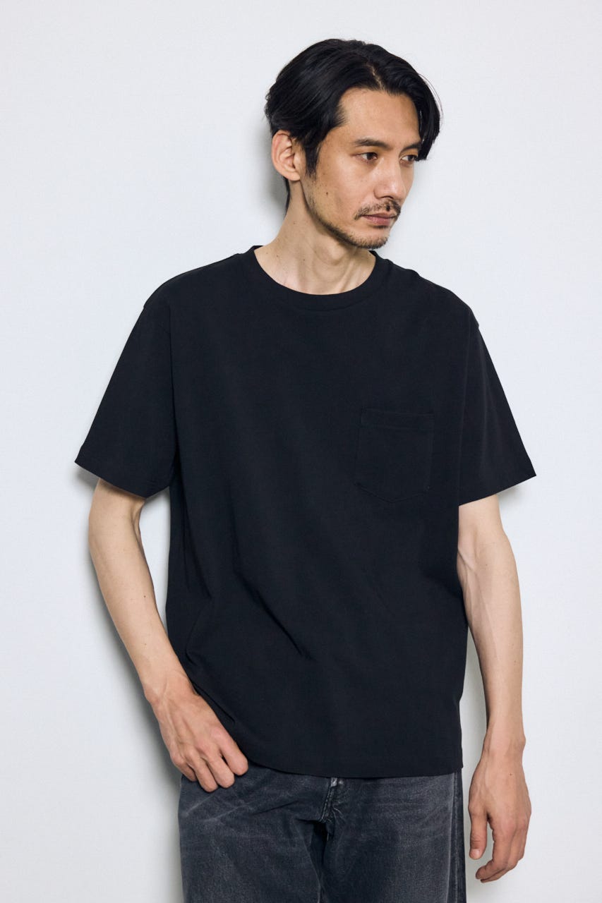 引き揃え天竺ポケットTシャツ BLK L