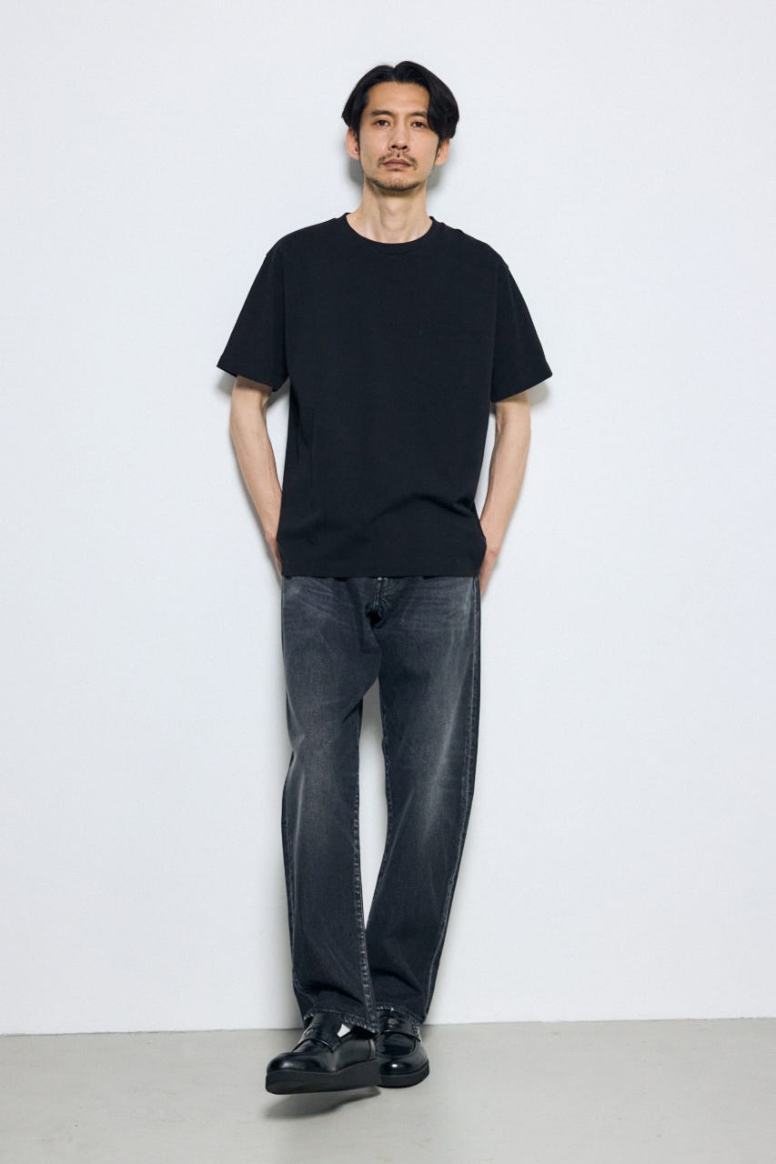 引き揃え天竺ポケットTシャツ BLK L