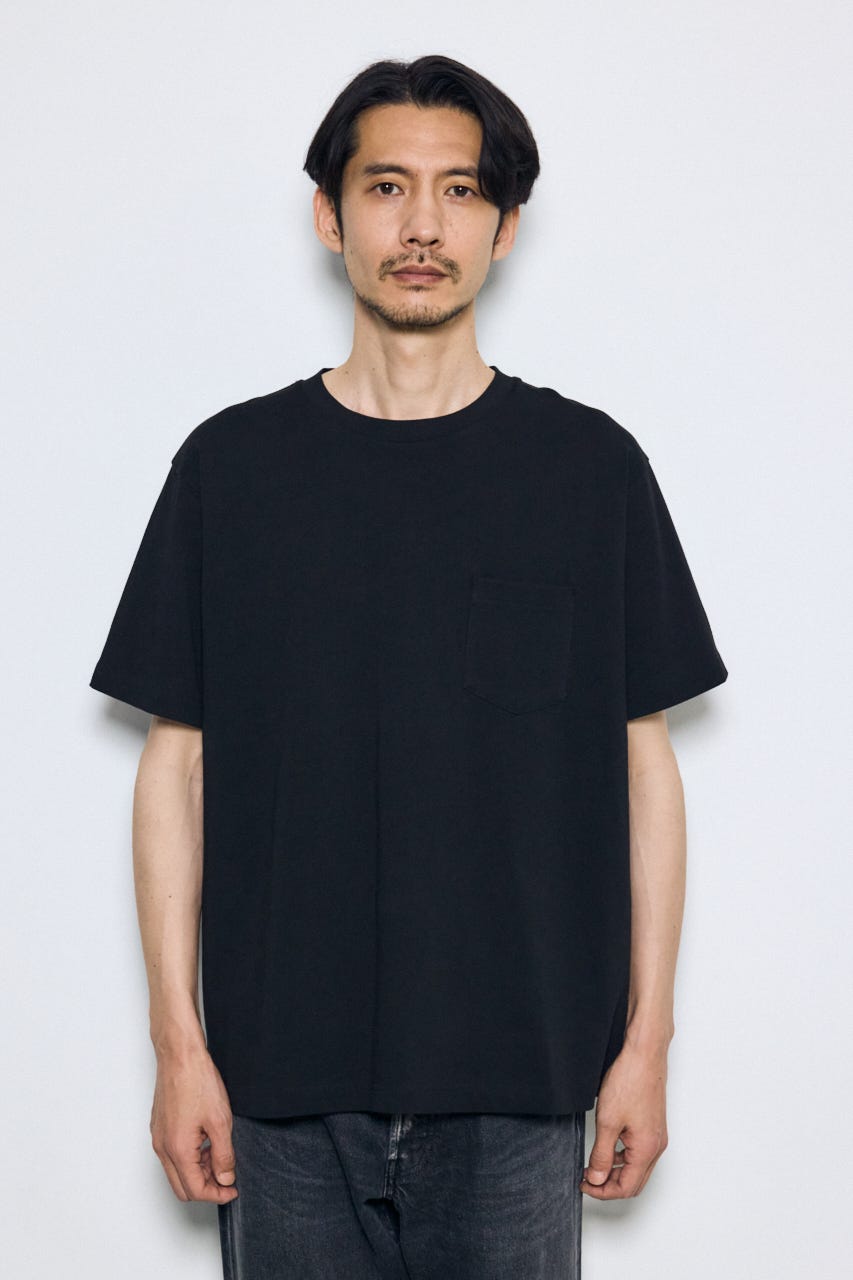 引き揃え天竺ポケットTシャツ BLK L