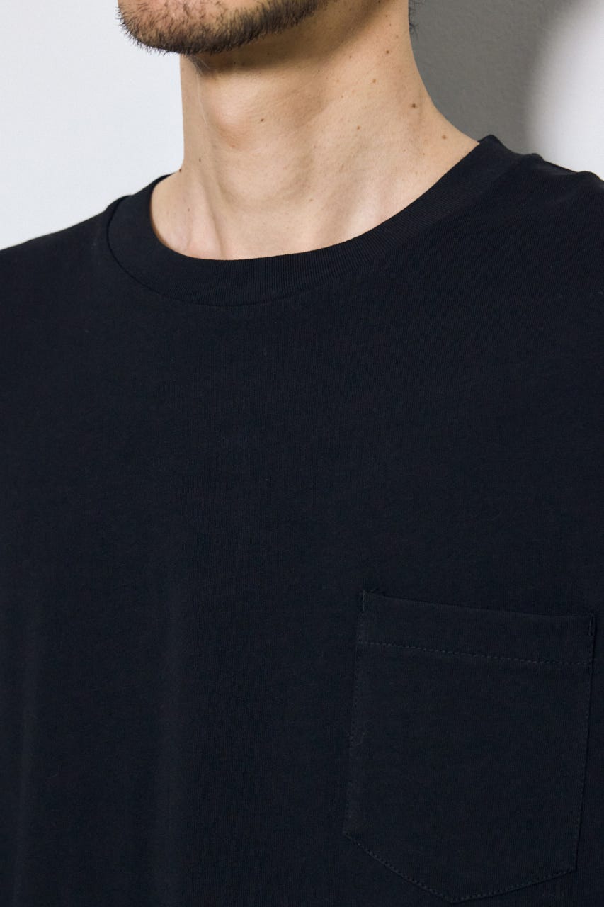 引き揃え天竺ポケットTシャツ BLK L