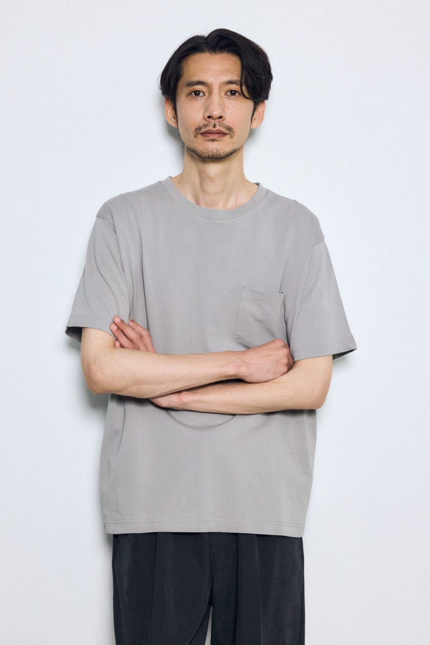 引き揃え天竺ポケットTシャツ GRY M