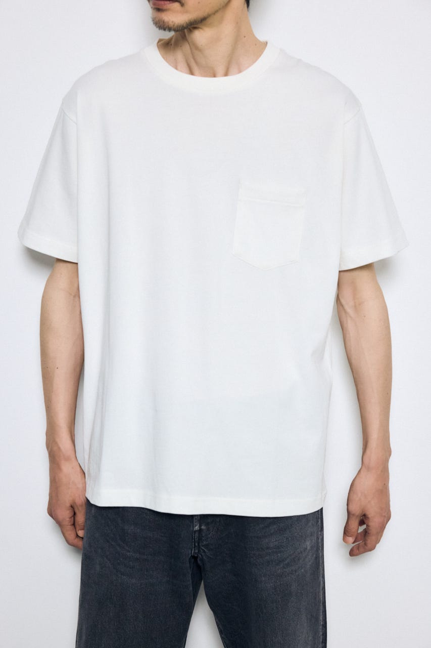 引き揃え天竺ポケットTシャツ WHT S