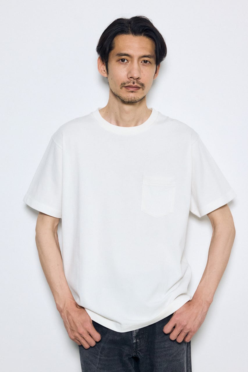 引き揃え天竺ポケットTシャツ WHT S