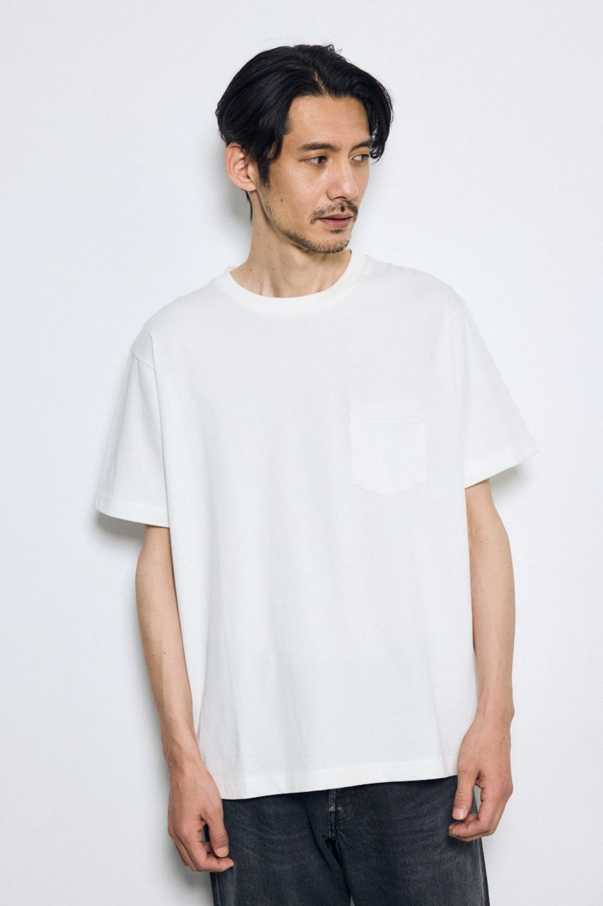 引き揃え天竺ポケットTシャツ WHT S