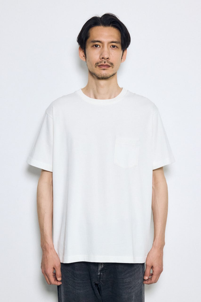 引き揃え天竺ポケットTシャツ WHT S