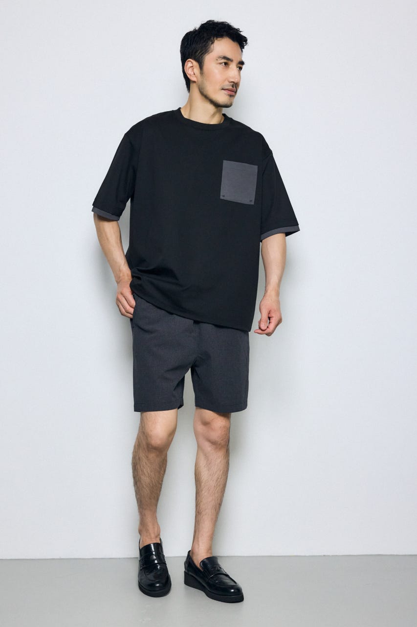 配色ポケットトップス BLK L