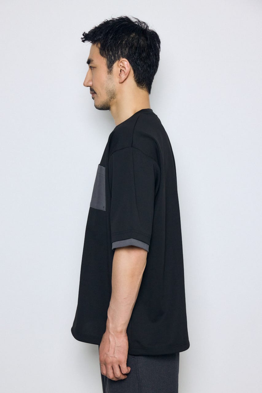 配色ポケットトップス BLK L