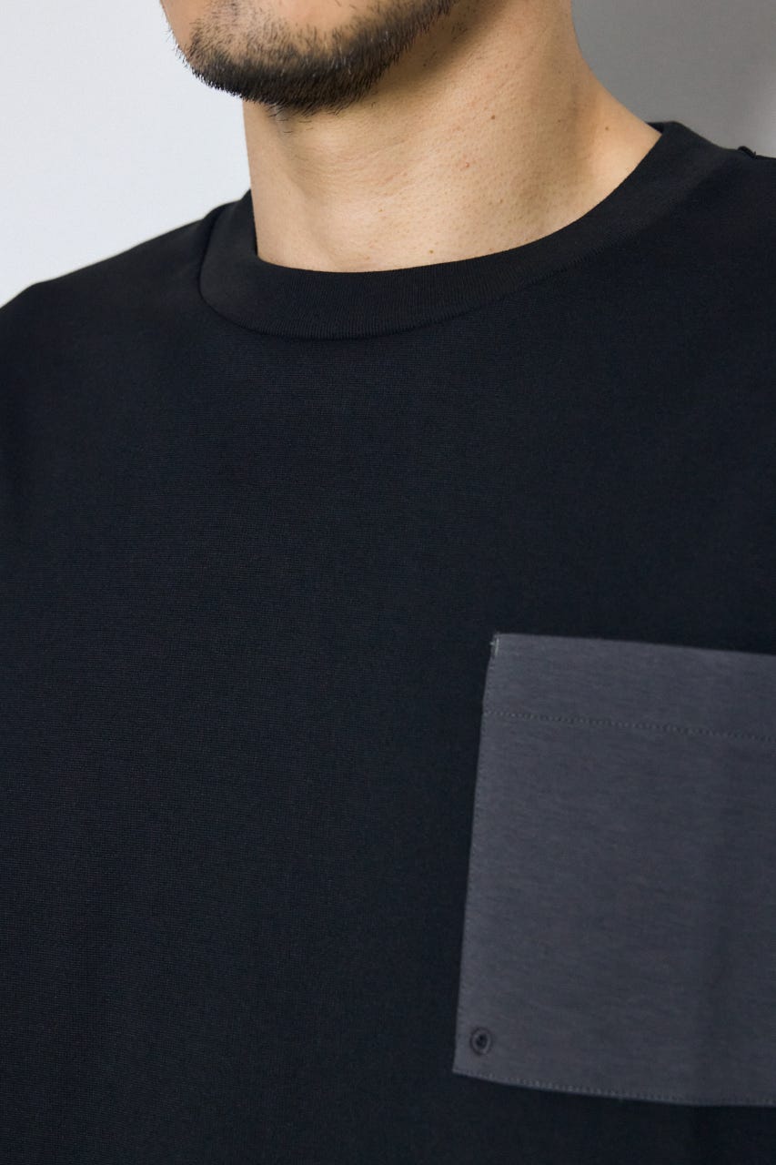 配色ポケットトップス BLK L