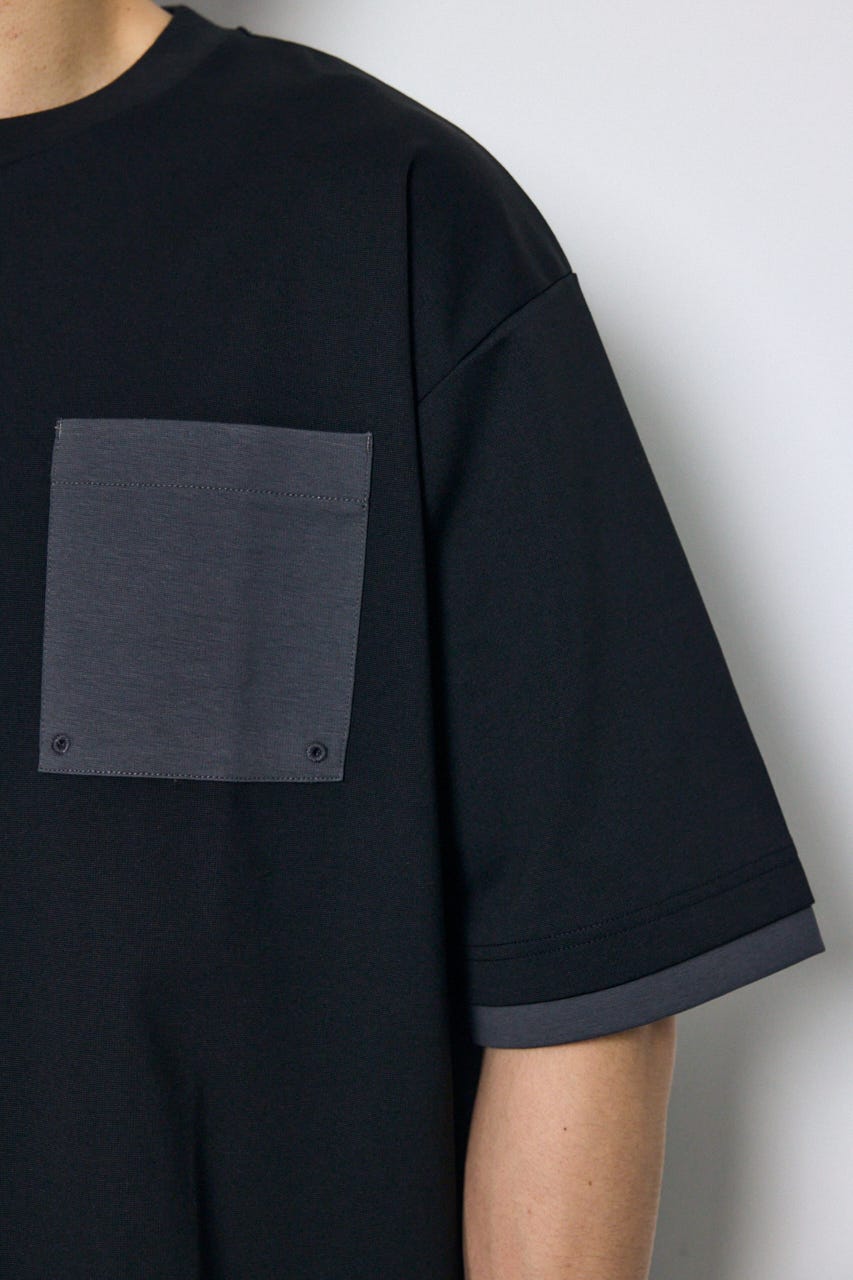 配色ポケットトップス BLK L