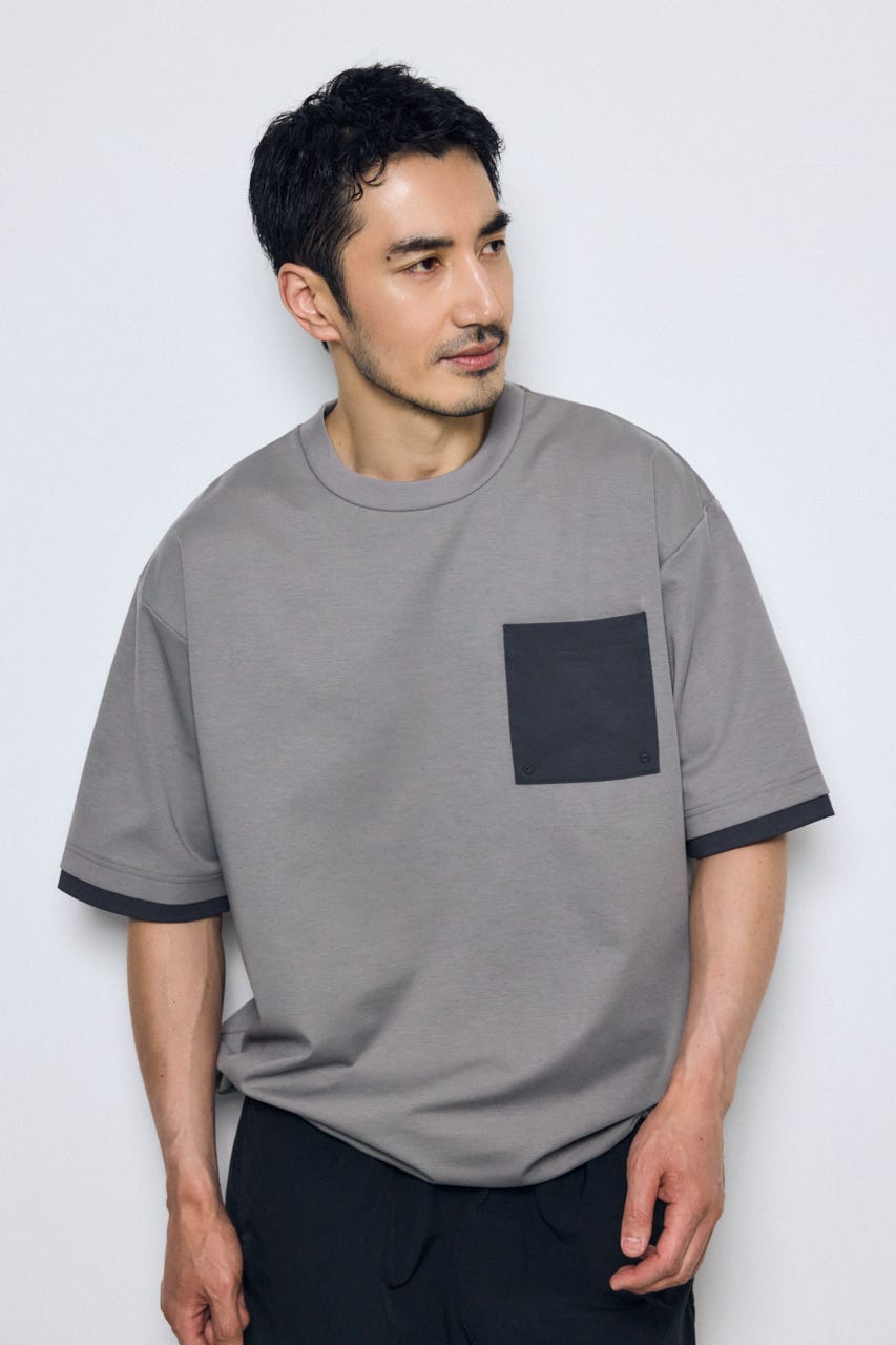 配色ポケットトップス GRY M