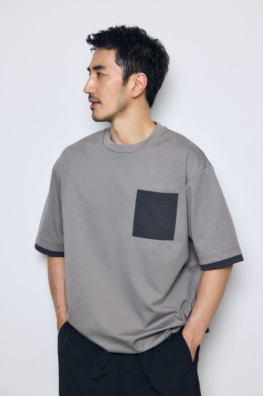 配色ポケットトップス GRY M
