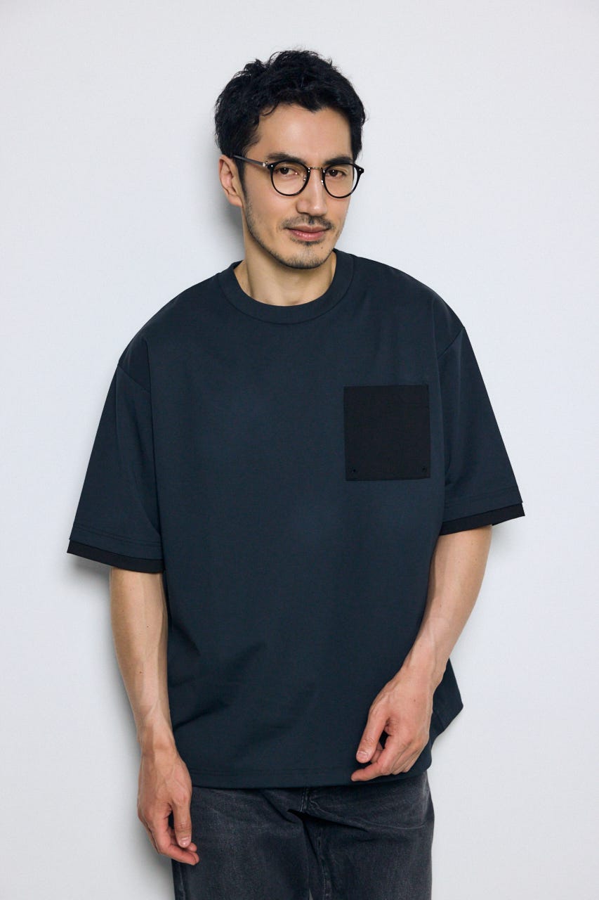 配色ポケットトップス NVY M