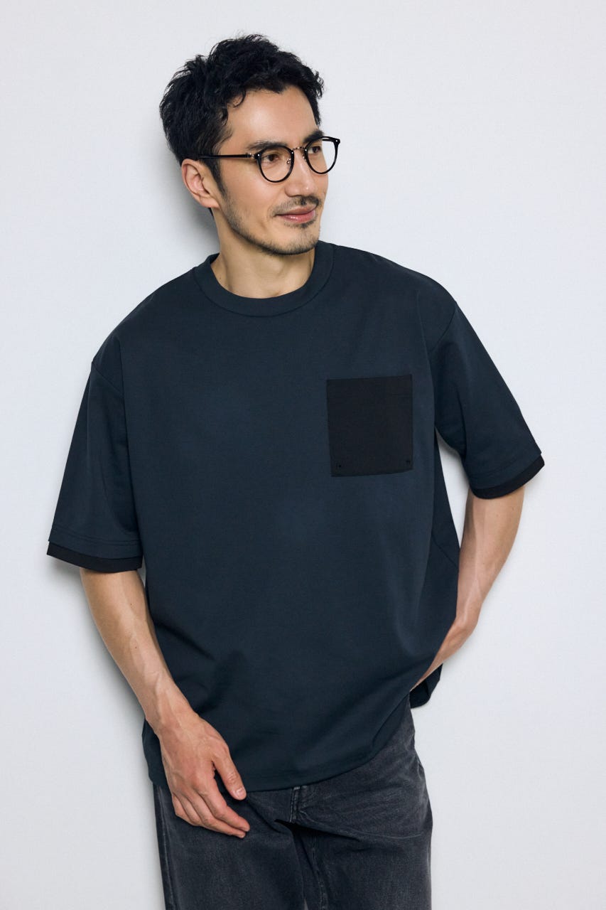 配色ポケットトップス NVY M