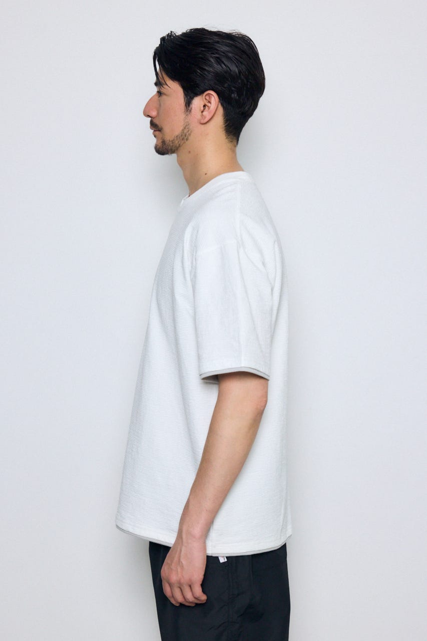 デジタルボーダーフェイクレイヤードトップス WHT L