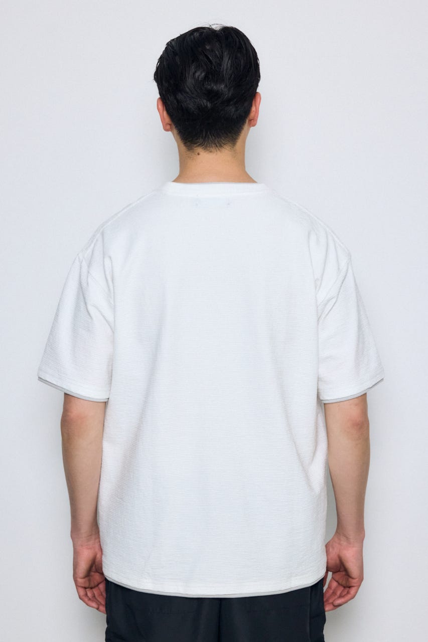 デジタルボーダーフェイクレイヤードトップス WHT L