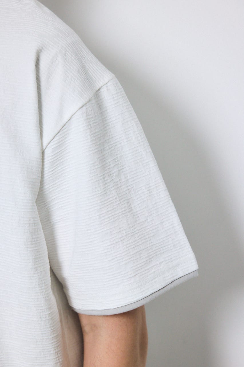 デジタルボーダーフェイクレイヤードトップス WHT L