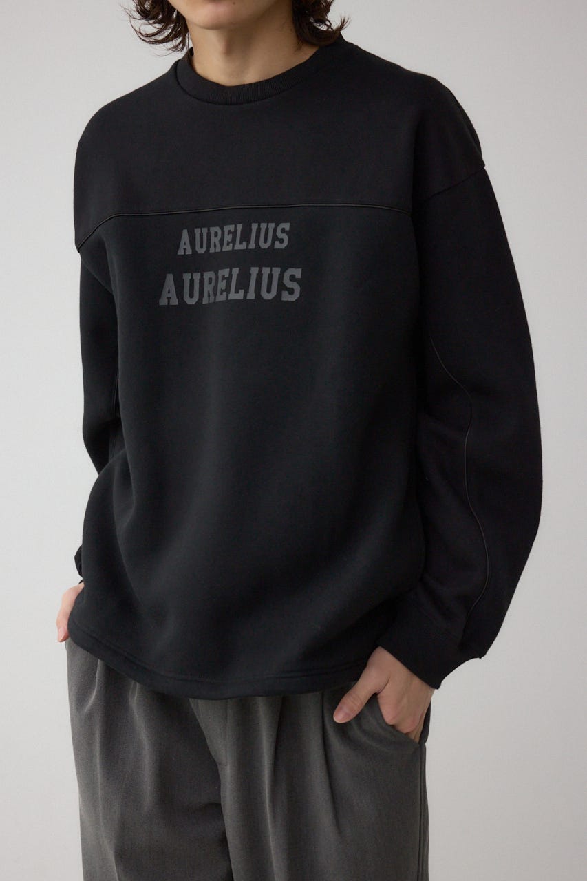 裏起毛パイピングデザイントップス BLK M