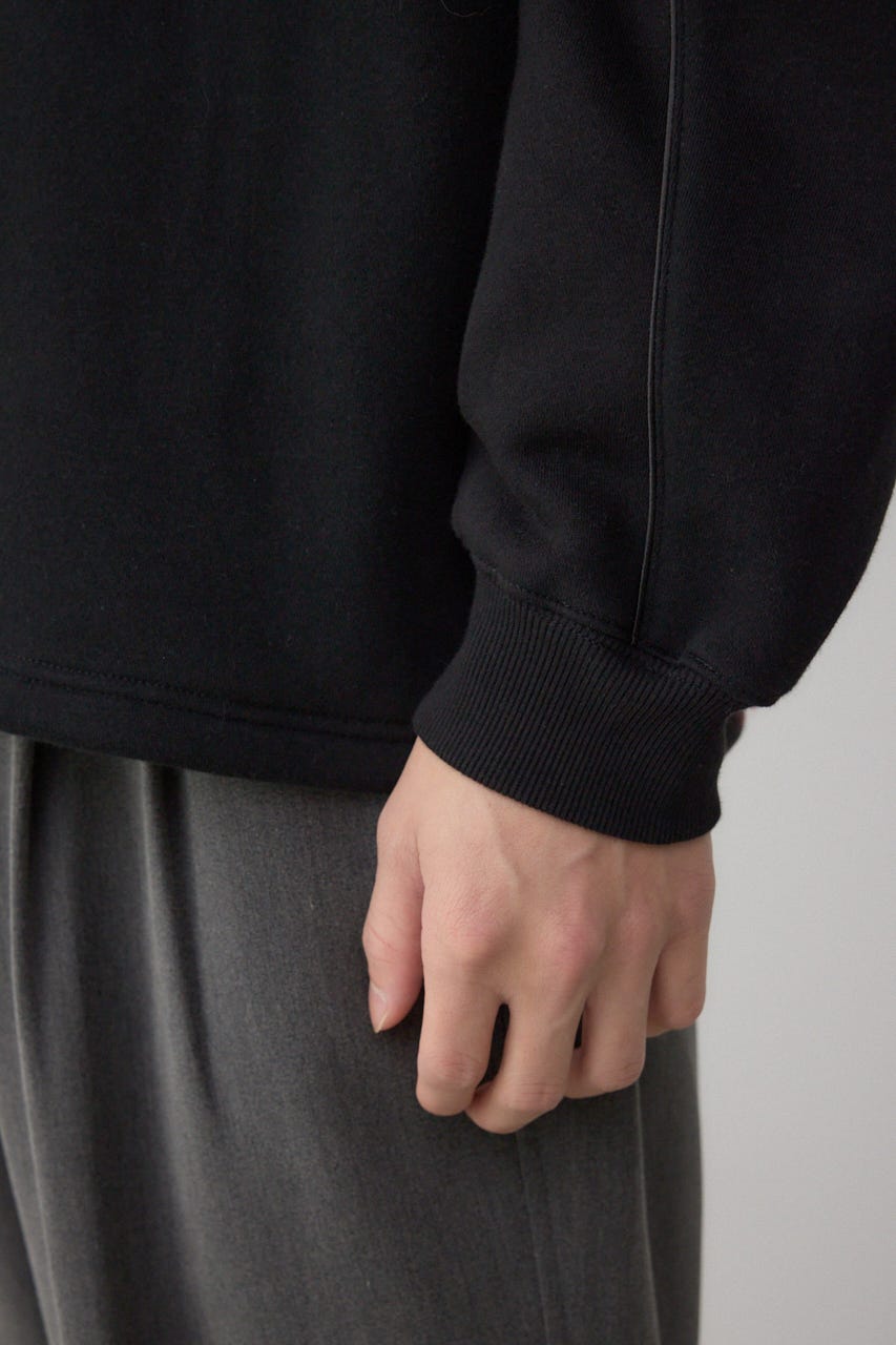 裏起毛パイピングデザイントップス BLK M