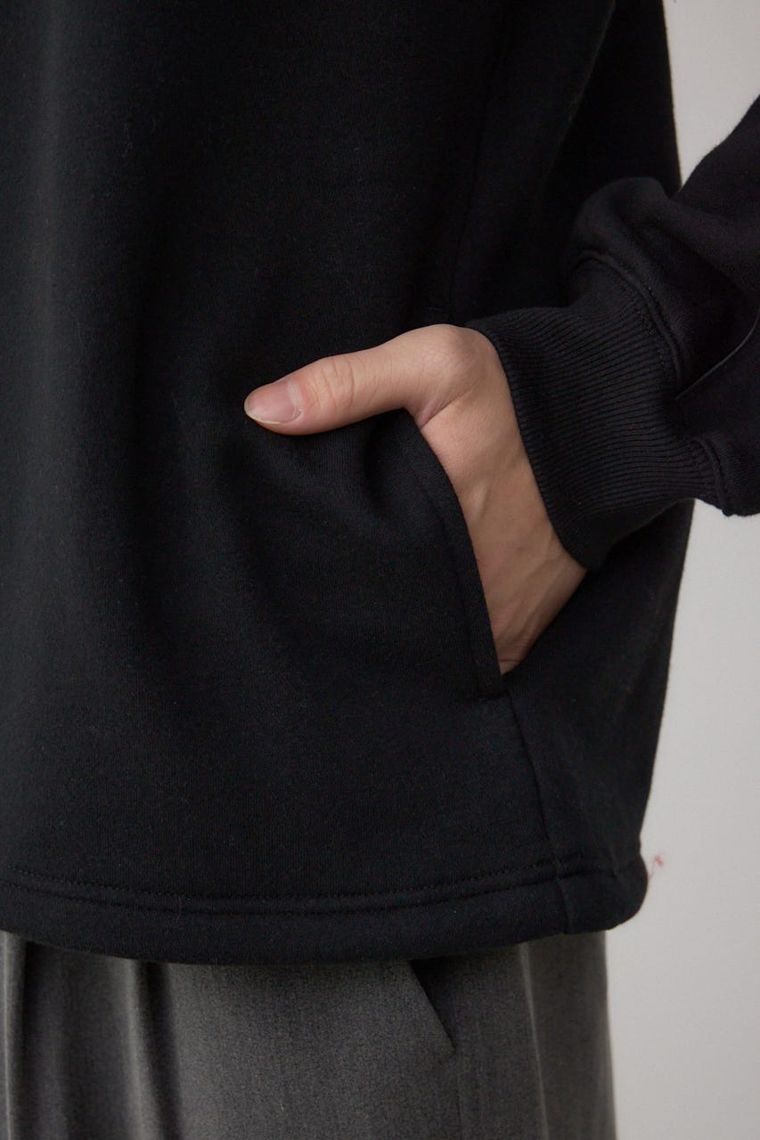 裏起毛パイピングデザイントップス BLK M