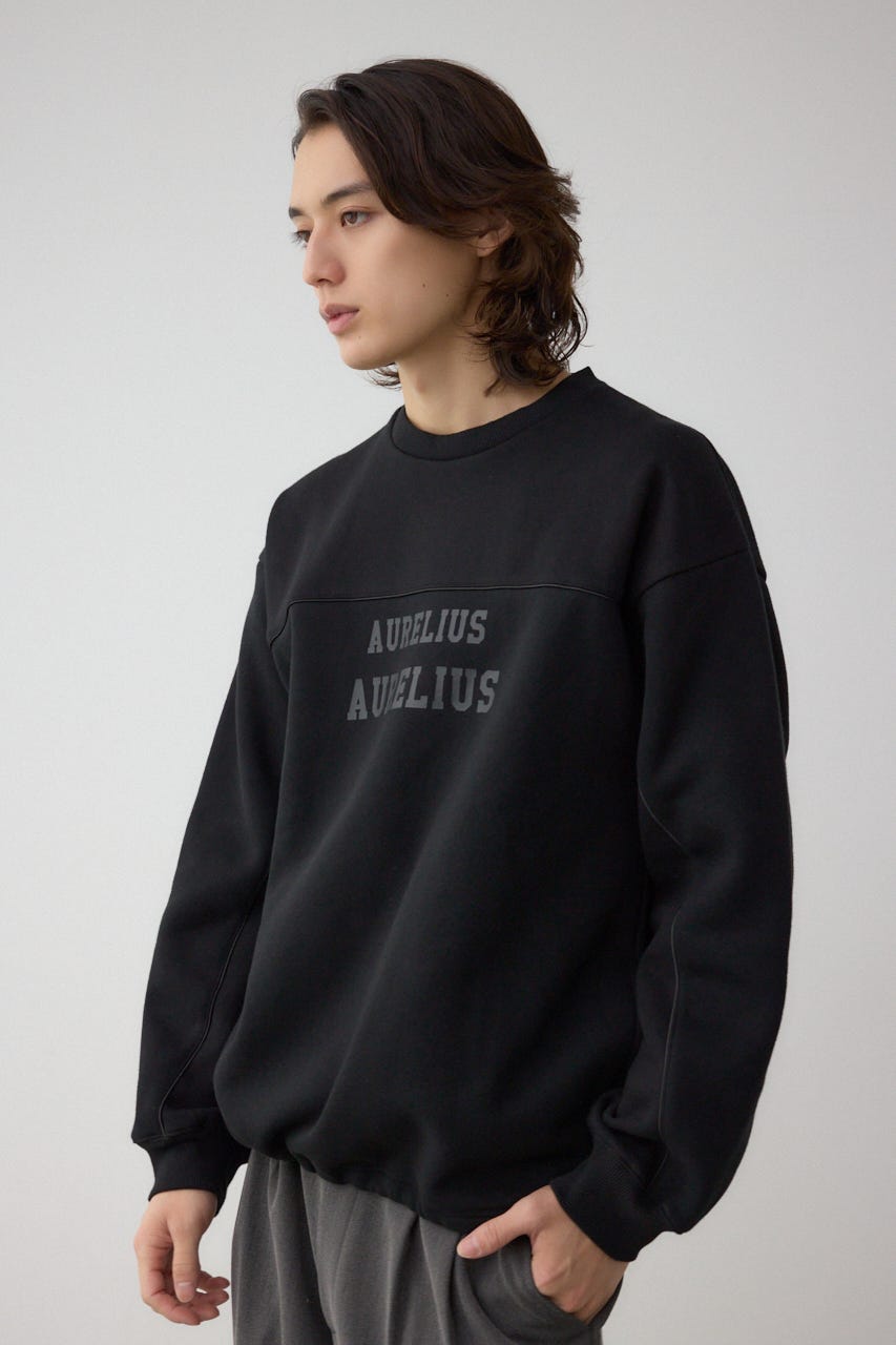 裏起毛パイピングデザイントップス BLK M