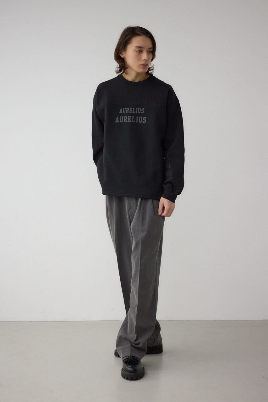 裏起毛パイピングデザイントップス BLK M