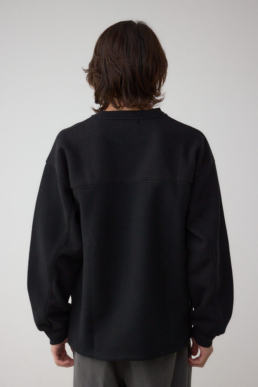 裏起毛パイピングデザイントップス BLK M