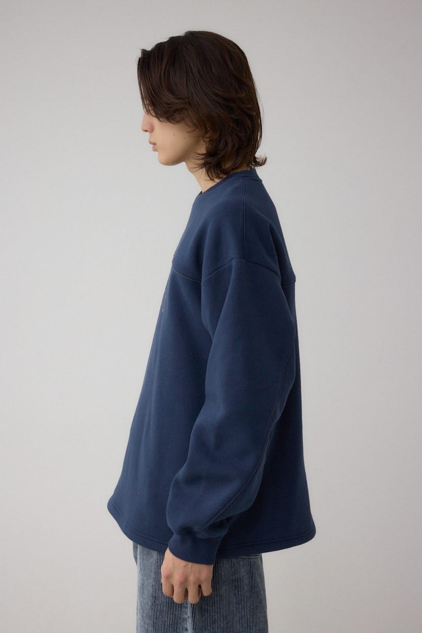 裏起毛パイピングデザイントップス D/NVY L